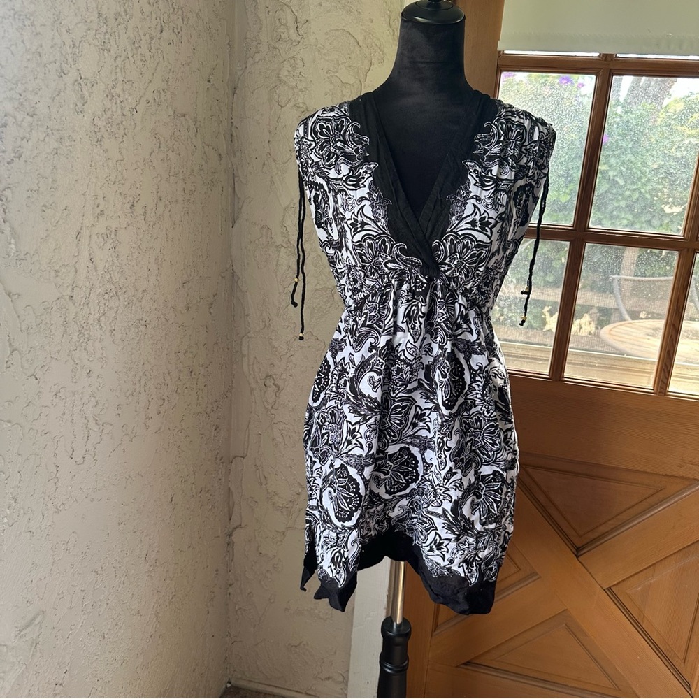 Lauren Ralph Lauren Black and White Floral Mini Dress / Tunic / Cover Up 🖤🤍